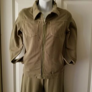 Women long jacket and pants, Olive color, size S